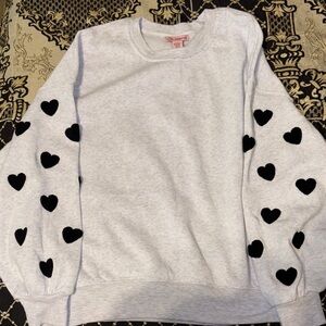 Gray Sweatshirt with Black Heart Sleeves